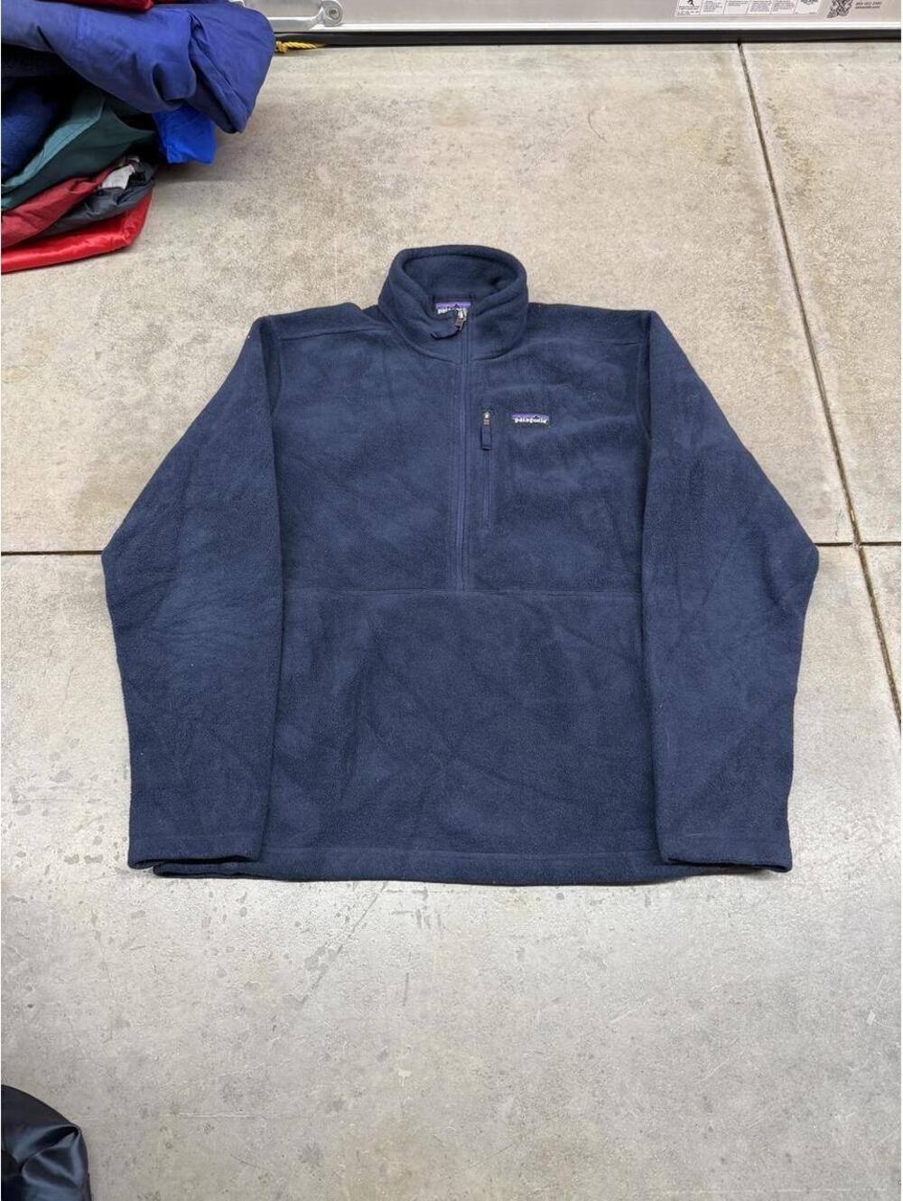 vintage patagonia synchilla half zip navy blue fleece jacket size large